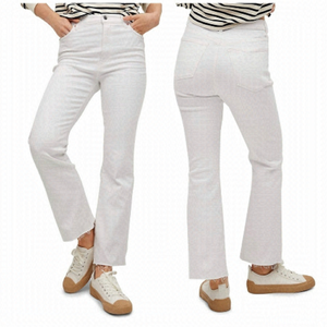 NEW Mango Sienna High Waist Cropped Flare Leg White Denim Stretch Jeans US 2